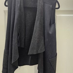 Cable & Gauge Black Women's Open Front Sweater Vest